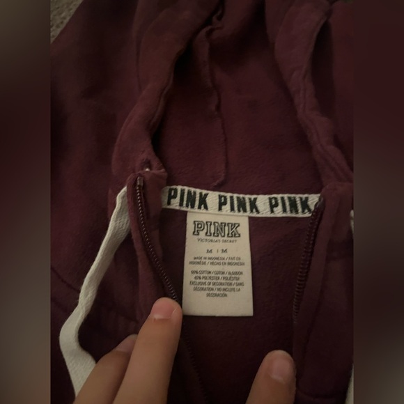 VS PINK Maroon Hooded Quarterzip - Picture 3 of 3